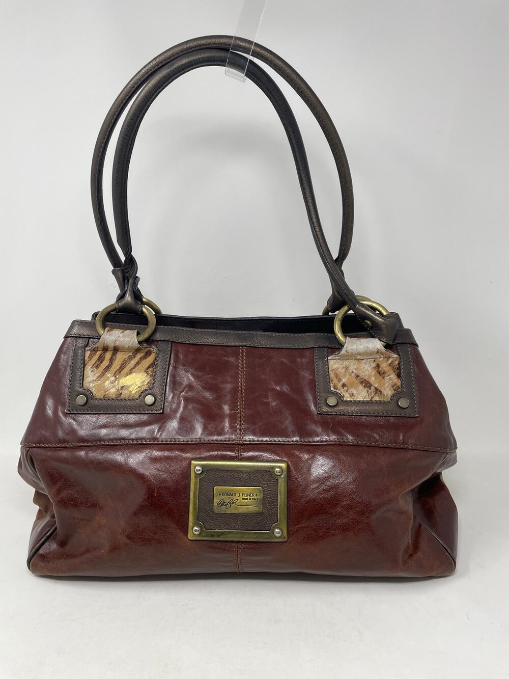 Vintage Y2K Donald J Pliner Leather Satchel Shoulder Bag Slouchy Mob Wife